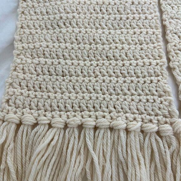 Handmade Crochet 60” 
Scarf neutral Cream Earthy Granola Girl‎ - Picture 4 of 12